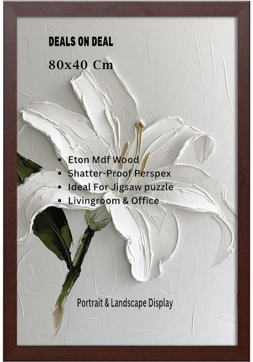 DEALS ON DEAL Modern Flat Profile Mahogony 80x40 cm Handcrafted Shatter-Proof Perspex Eton Wooden for Gallery Jigsaw Puzzle Poster Frames Vertical & Horizontal