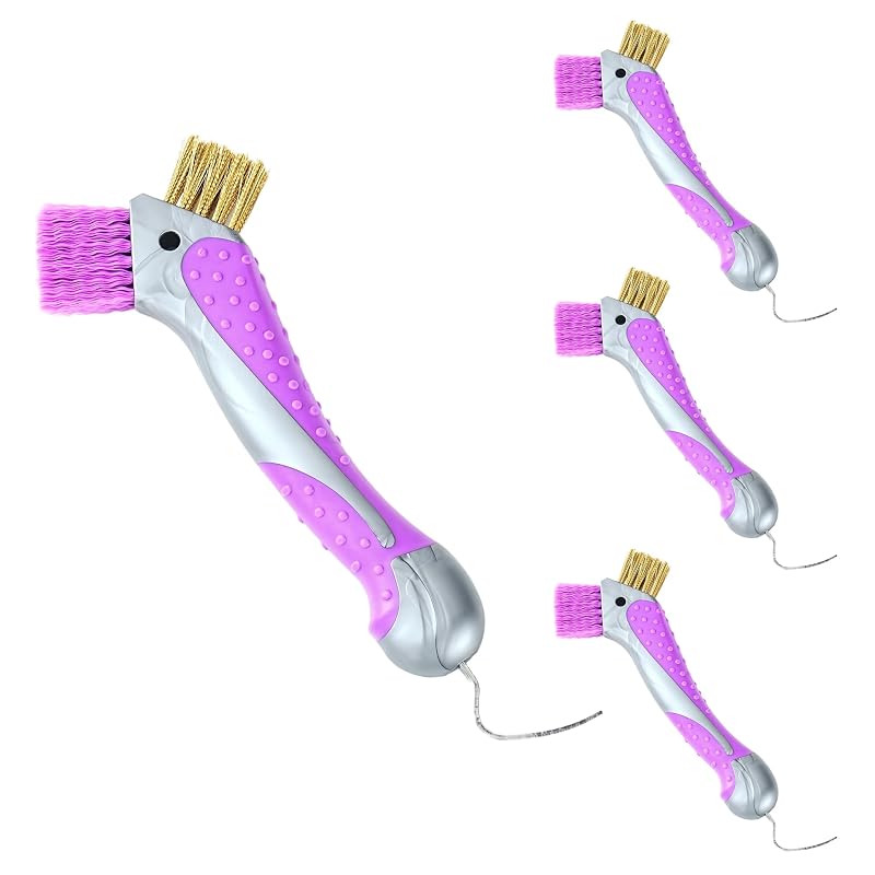 Limpa Cascos para Cavalos com Gancho e Escovas Duplas, Pegada Antiderrapante homcare, Conjunto com 4