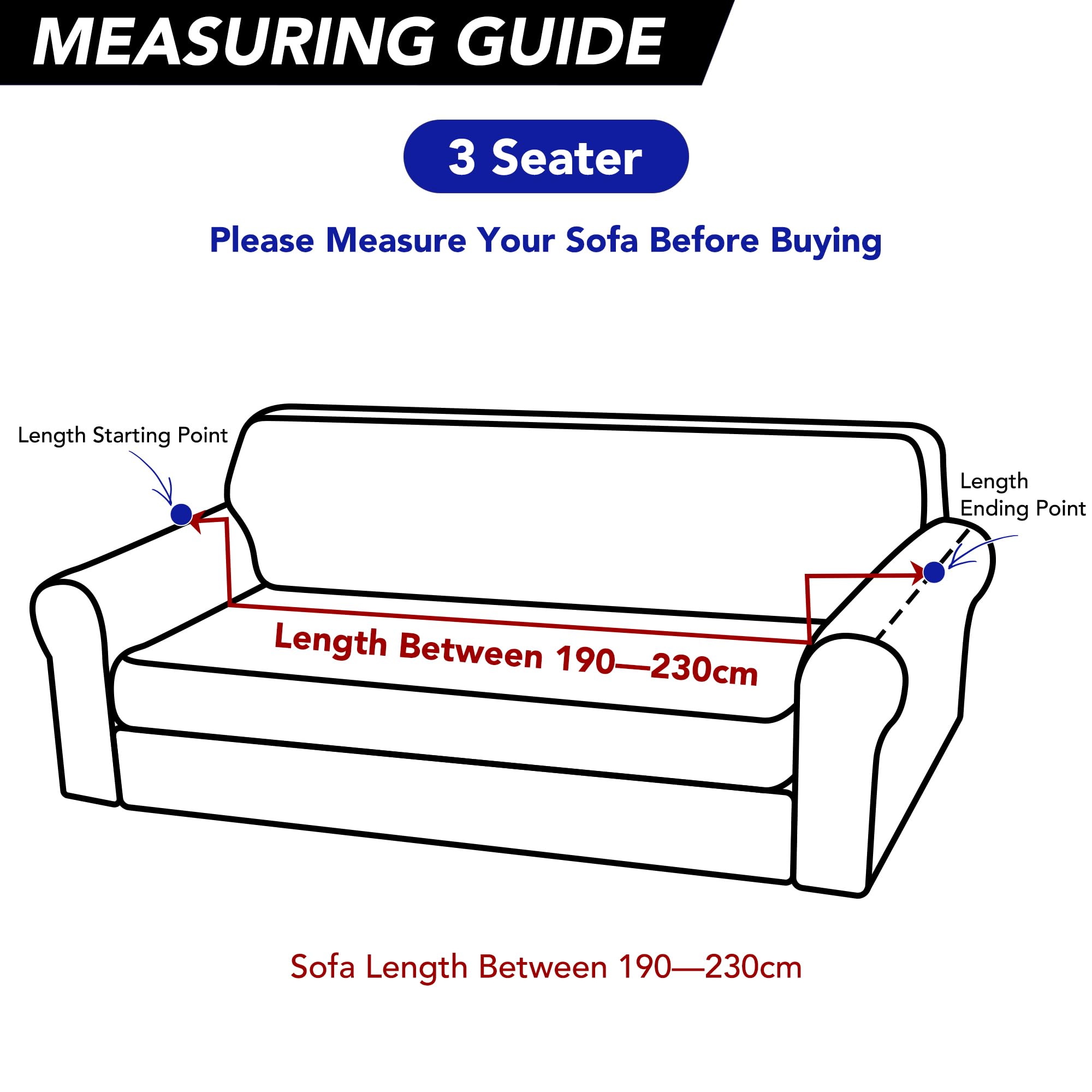 Deconovo Copridivano 3 Posti Elasticizzato con Braccioli, Antigraffio per Gatto, Universale Antiscivolo, Protezione Divano Lavabile Facile da Pulire, Azzurro