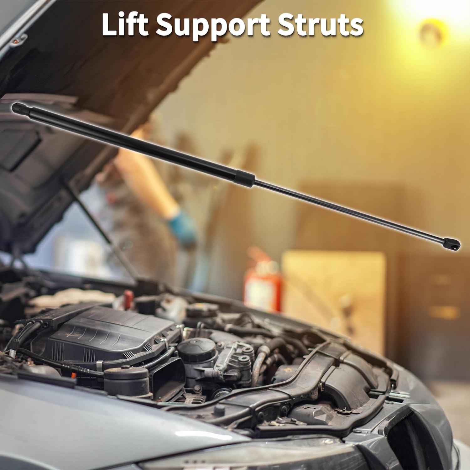 Lift Supports Struts for VW for Volkswagen Golf 8 MK8 R 2022-2024 Front Hood Gas Spring Black with Mounting Bracket,Gasket 1Set