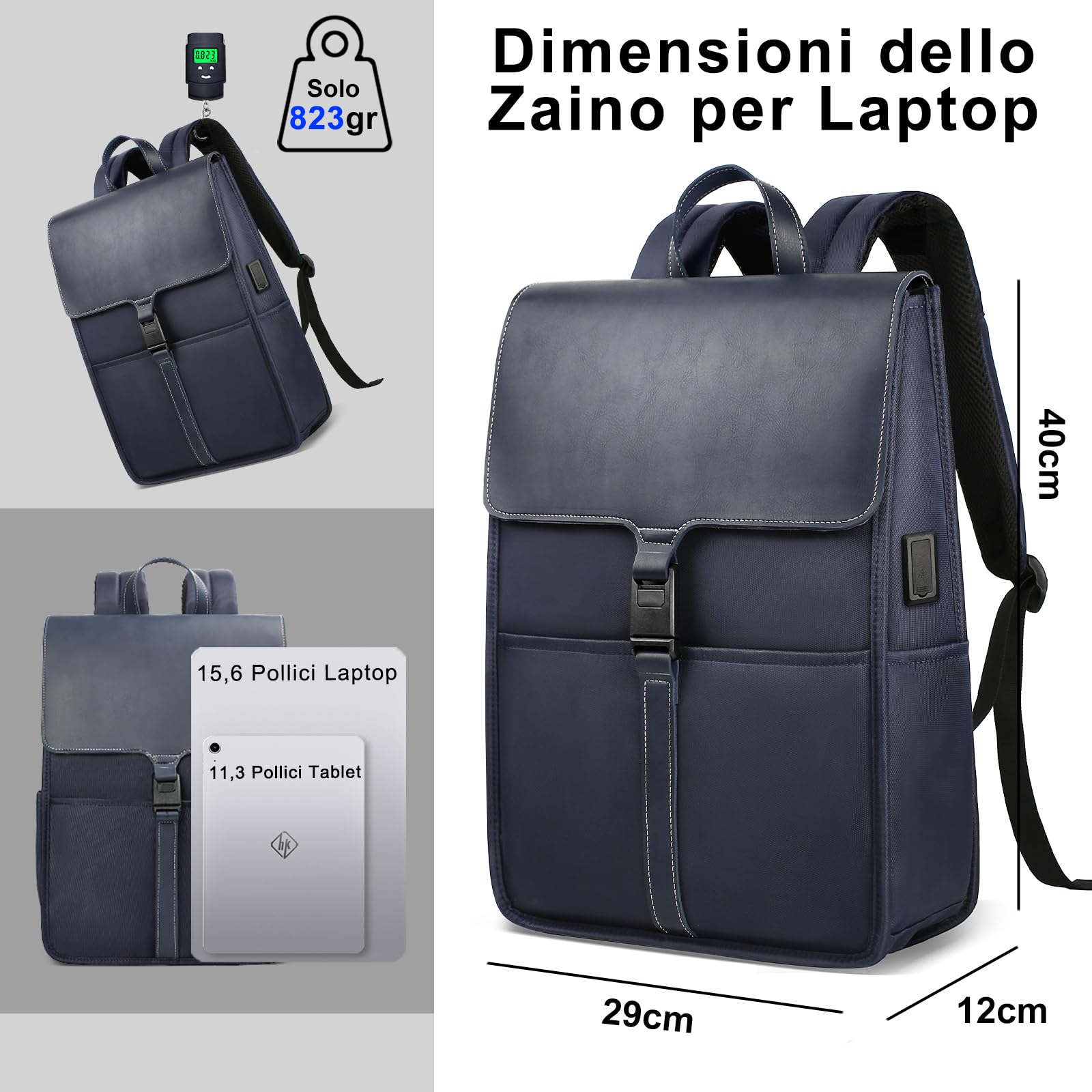 Zaino Donna Porta PC 15.6 Pollici - Antifurto, Impermeabile, Con Porta USB, Adatto Per Viaggi E Università