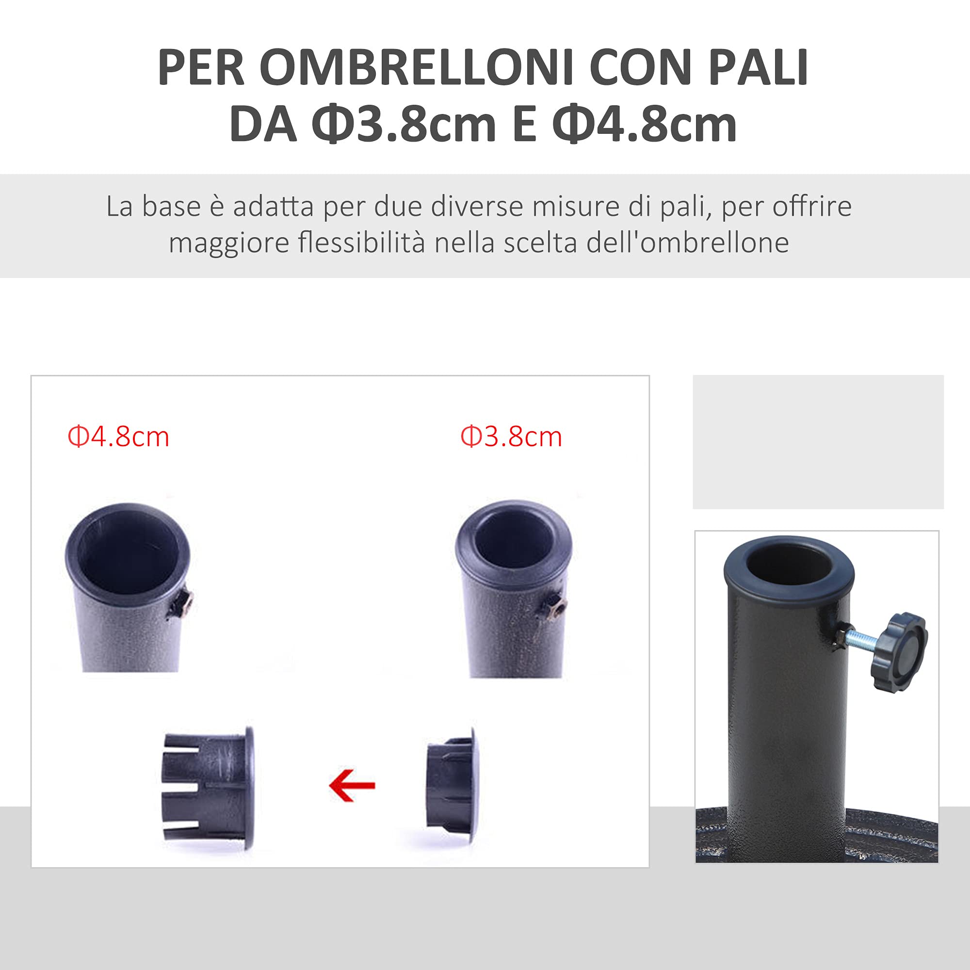 Outsunny Base per Ombrellone Rotonda da Giardino in Bronzo Φ44 x 34cm, Bronzo