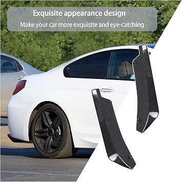 Augeny 2 PCS Rear Bumper Canard Diffuser, Anti-Crash Bumper Lip Body Kit, Universal Rear Installed Lip Diffuser Splitter Canard Protector (Carbon Fiber)
