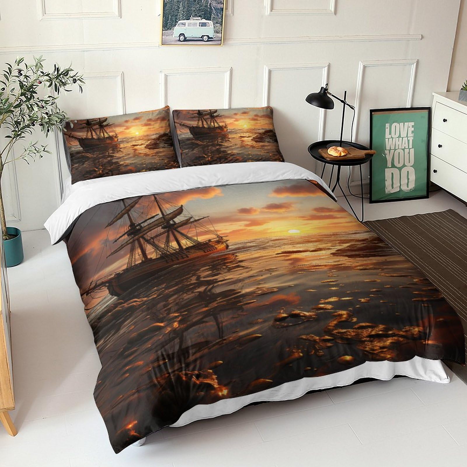 Linge de lit hypoallergénique imprimé ocean parure douce pour sommeil sensible