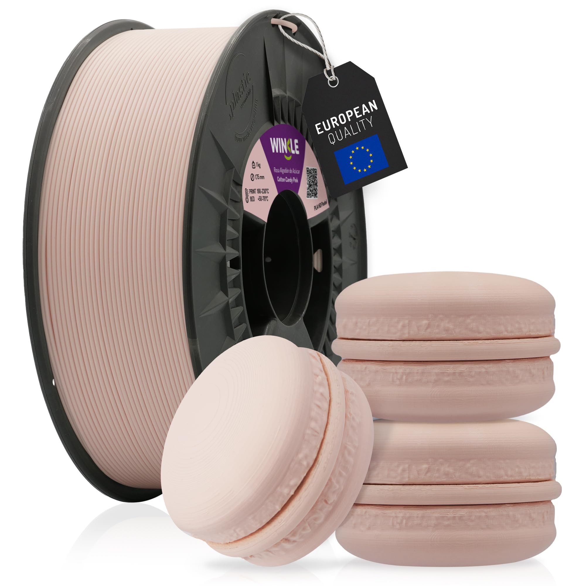 WINKLE Filament PLA HD Pastel 1.75mm Rose Barbe à Papa 300g, Imprimante 3D