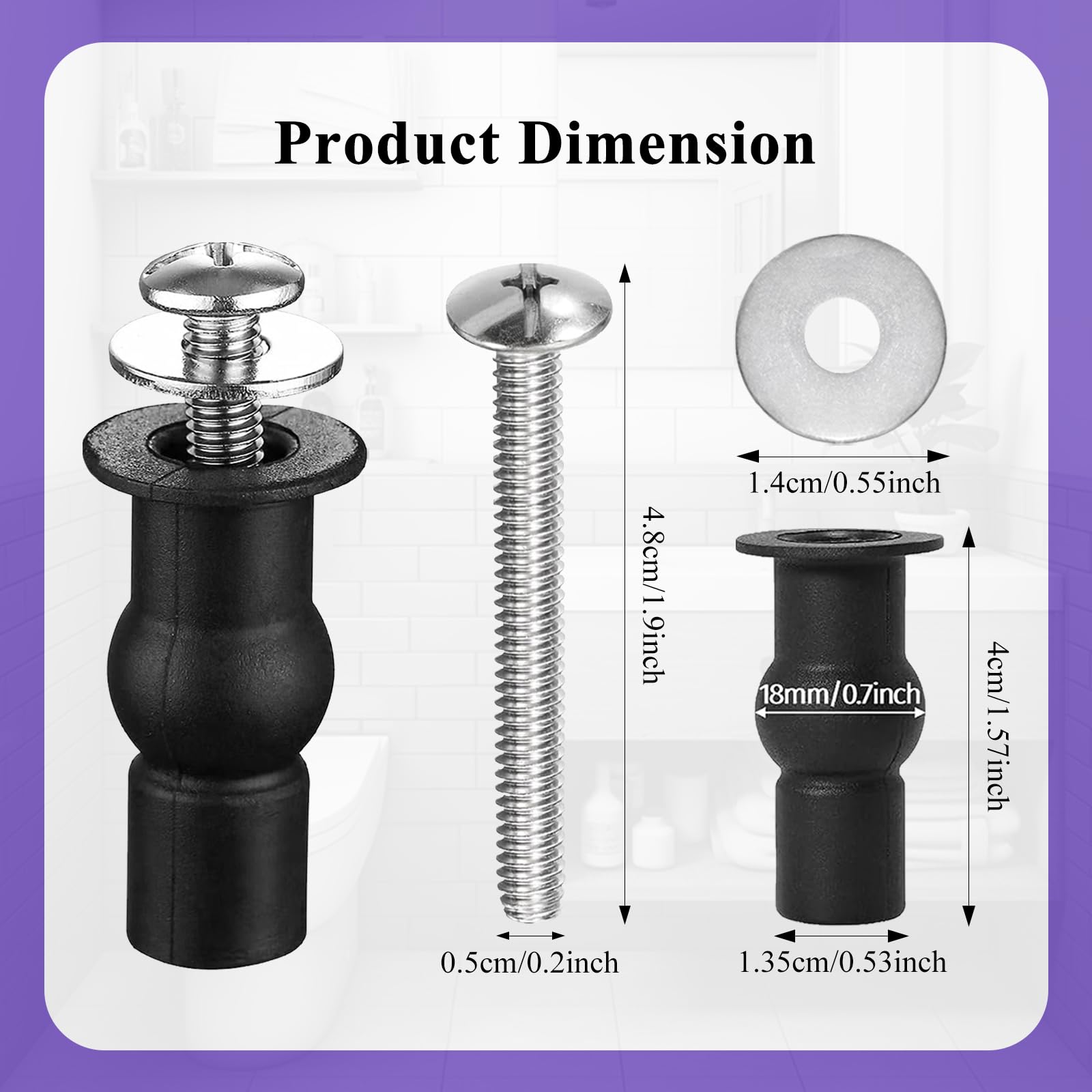 Kit Fissaggio Sedile WC 6 Pezzi – Viti In Acciaio Inox E Dadi In Gomma, Diametro 45mm, Per Riparazione Coperchio - 2