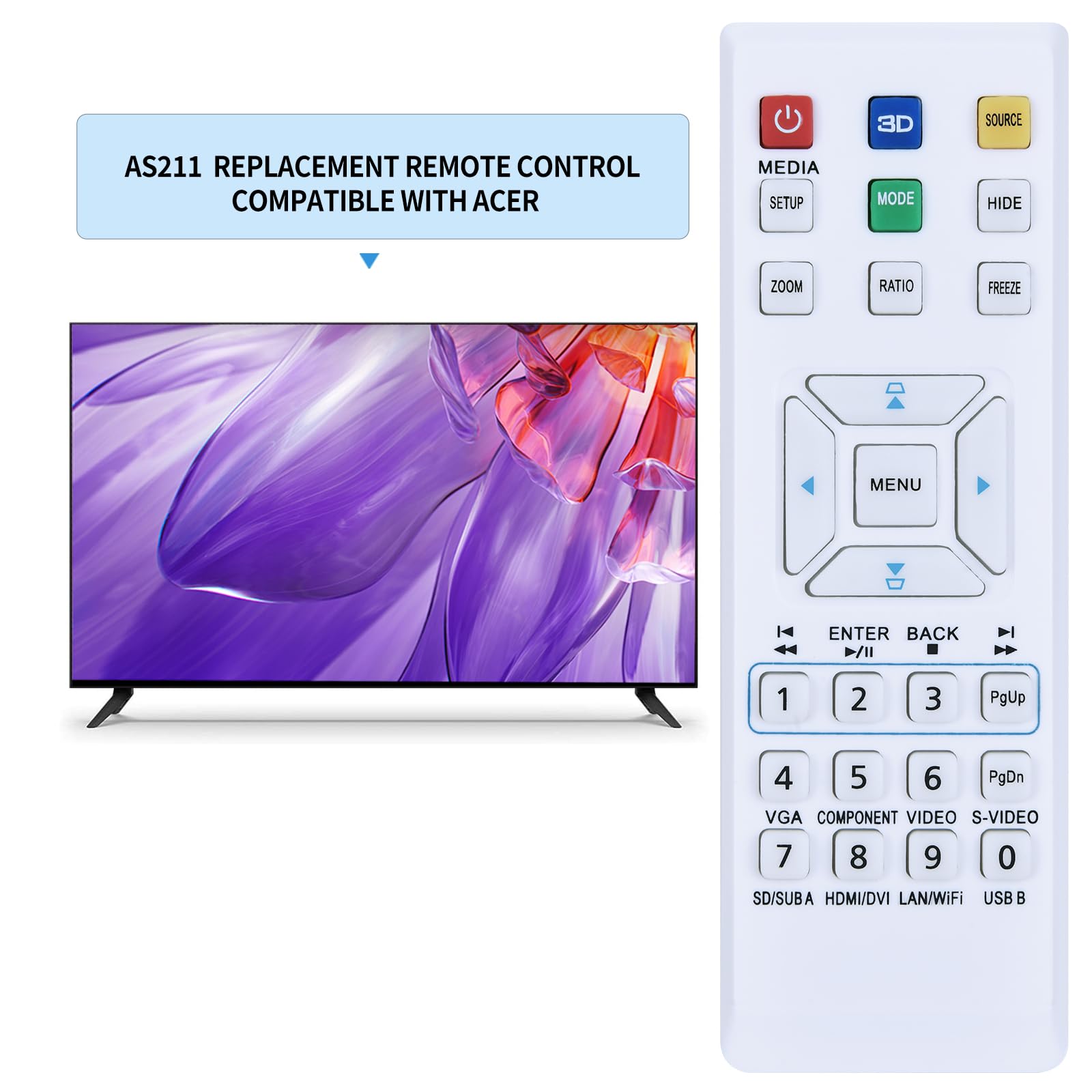 E-26091 E-26171 Télécommande De Rechange Pour Projecteur ACER Compatible Avec E-26091 E-26171 RC-JSE28-190 H7532BD E152D HE-812 H6510BD PE-X23 P1273 P1341W H533 60BD