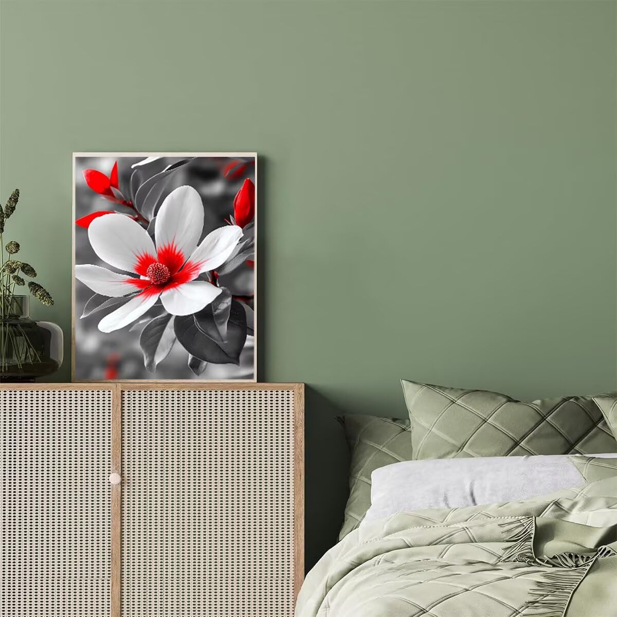 Dipingere con i Numeri Fiore, Paint by Numbers Adulti Pianta, Fai da te Creativi Adulti Quadri da Dipingere Numerati Kit per Decorazione Della Parete di Casa, Regalo 70x95 cm Senza Cornice 4N-V