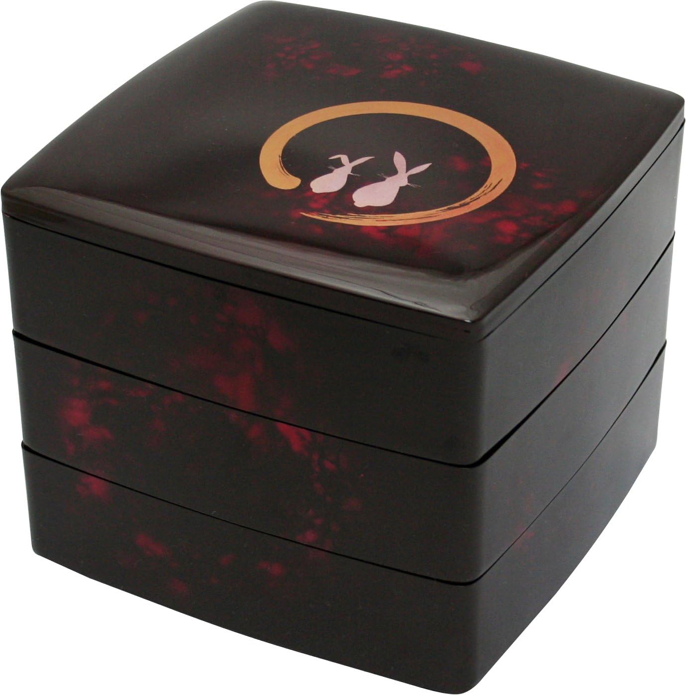 尾崎商店 Ozaki Shoten Heavy Box, Three-Tier, Extra Coat, Moon Rabbit, 7.7 x 7.7 x 6.5 inches (19.5 x 19.5 x 16.5 cm)