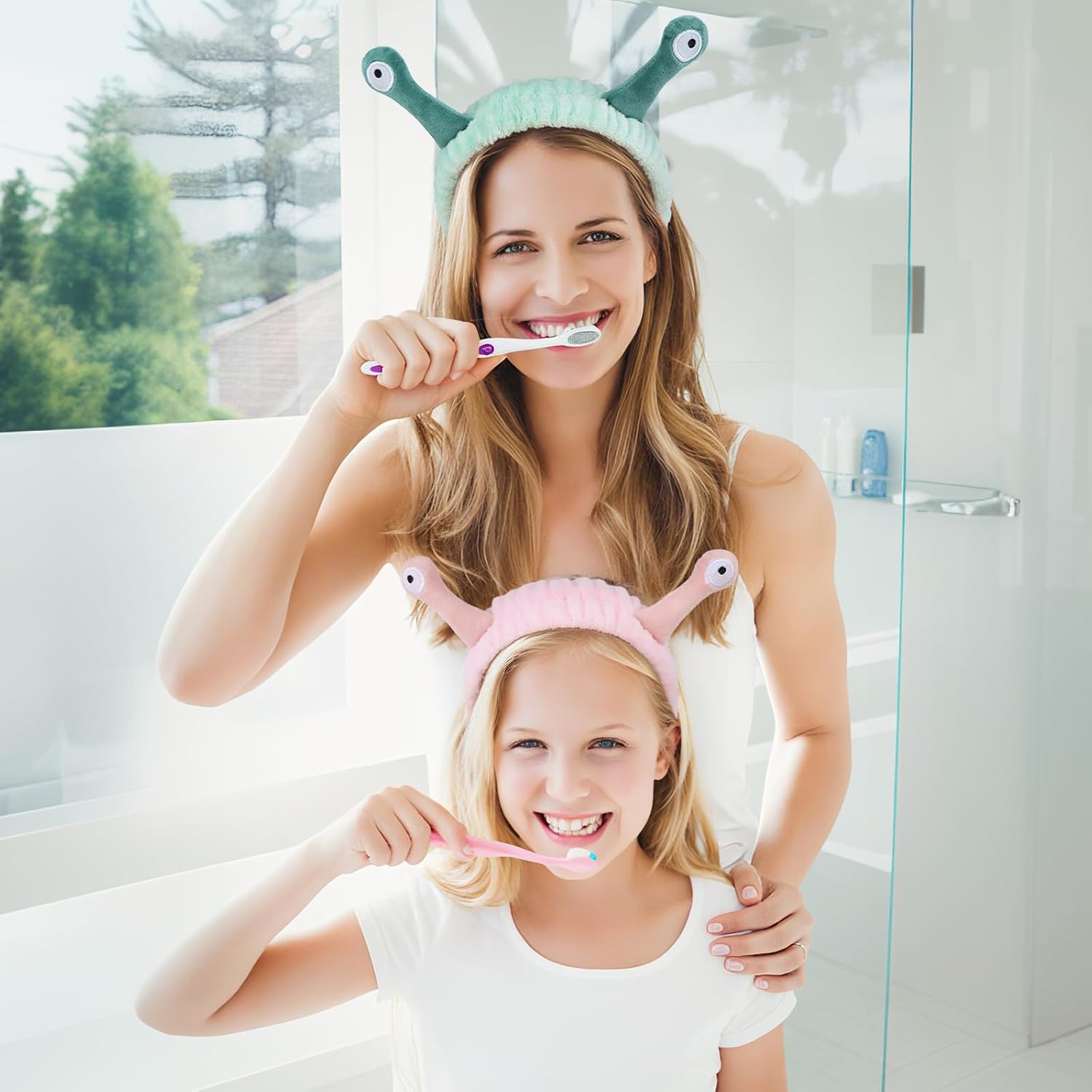 Skincare Headband Snail Spa headband and Wristband Set, 9 Pack Cute Makeup Headbands for Washing Face, Fun Gifts for Women and Girls - Image 2