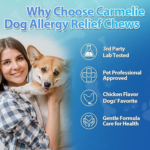 Miniatura 4 de Masticables para alergias para perros, 200 masticables, apoyo para aliviar la picazón de la piel del perro, probióticos Omega 3 para perros, alivio