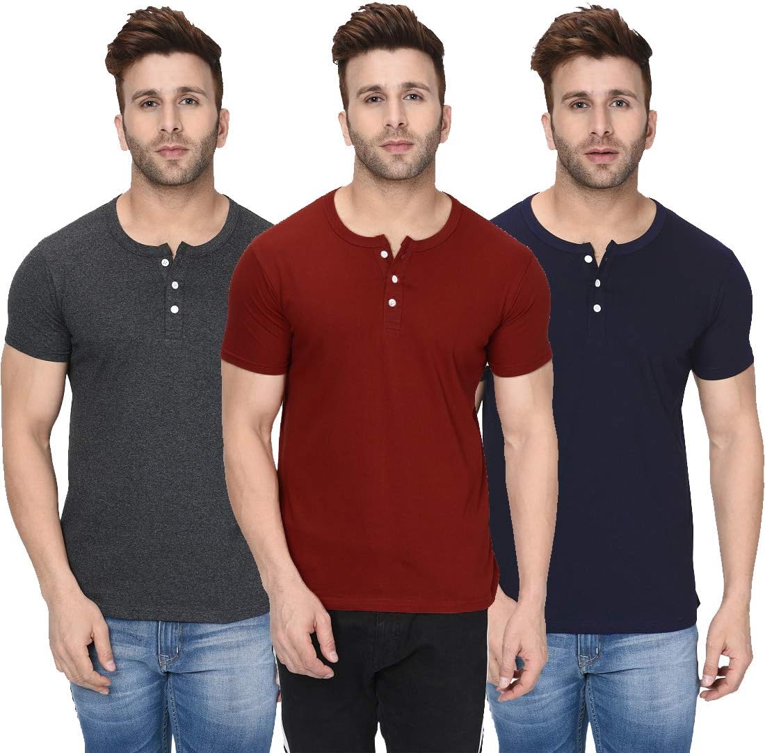 London HillsMen's Cotton Regular Fit T-Shirt(Pack of 3)