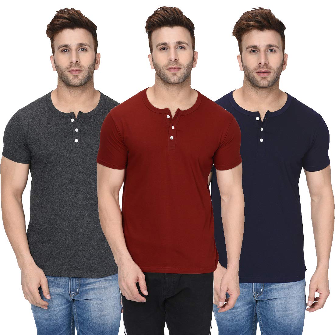 London HillsMen's Cotton Regular Fit T-Shirt(Pack of 3)