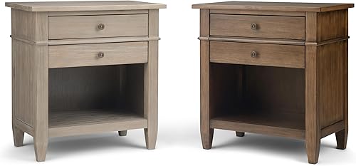 Miniatura 14 de SIMPLIHOME Carlton - Mesita de noche de madera maciza de 24 pulgadas de ancho en gris envejecido, mesa auxiliar o auxiliar de transición para