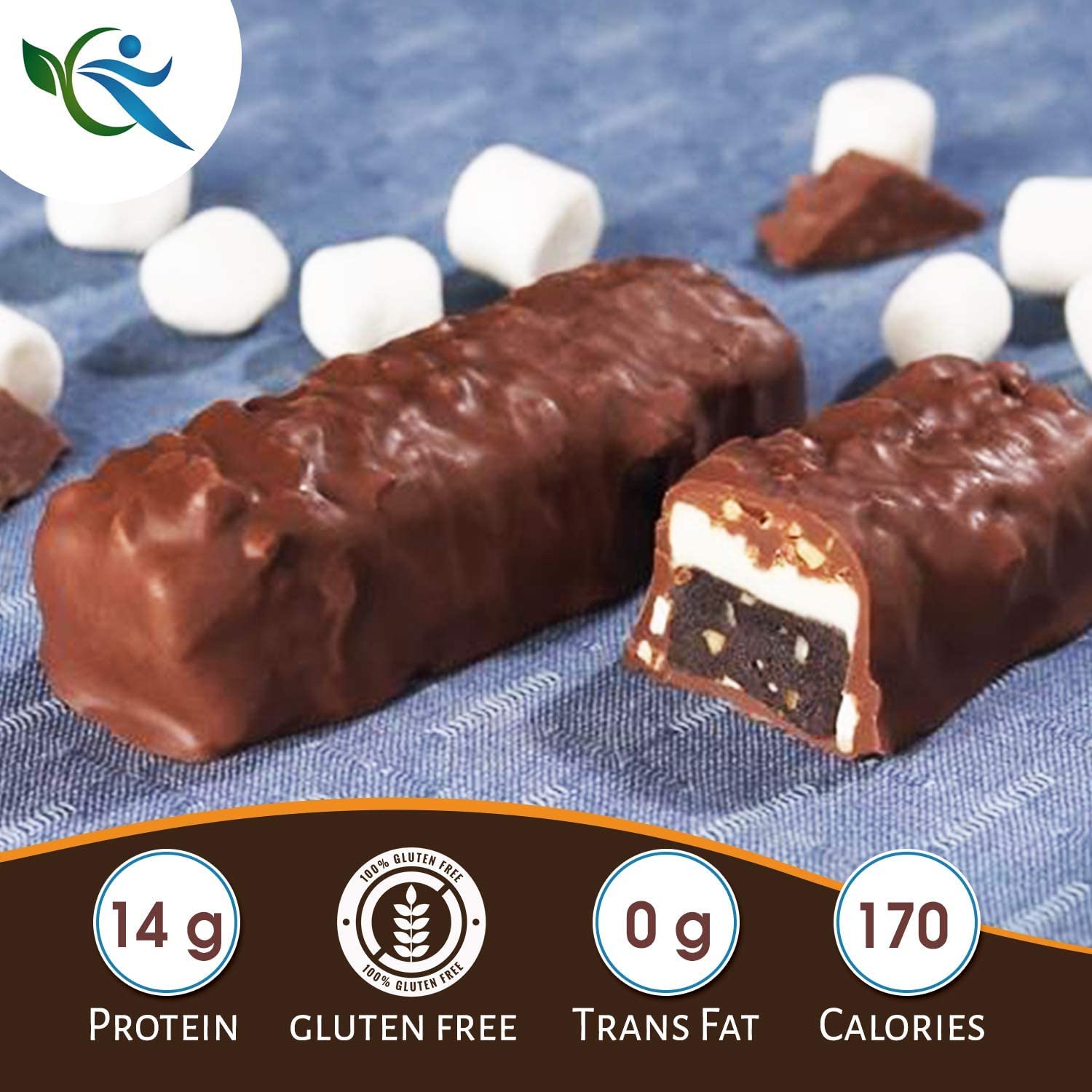 ProteinWise High Protein Bars, Rocky Road, Bariatric, Trans Fat Free, Low Carb, Low Calorie, Diet Healthy Snack, 7 Count