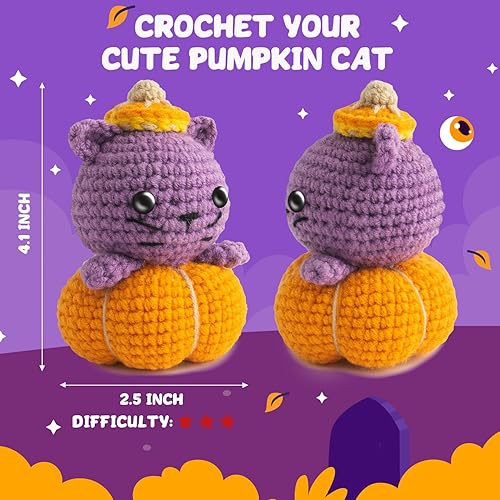 Miniatura 23 de POP COCHE Kit de ganchillo para principiantes, kit de inicio de ganchillo para adultos, lindo kit de manualidades de tejido Amigurumi, regalos