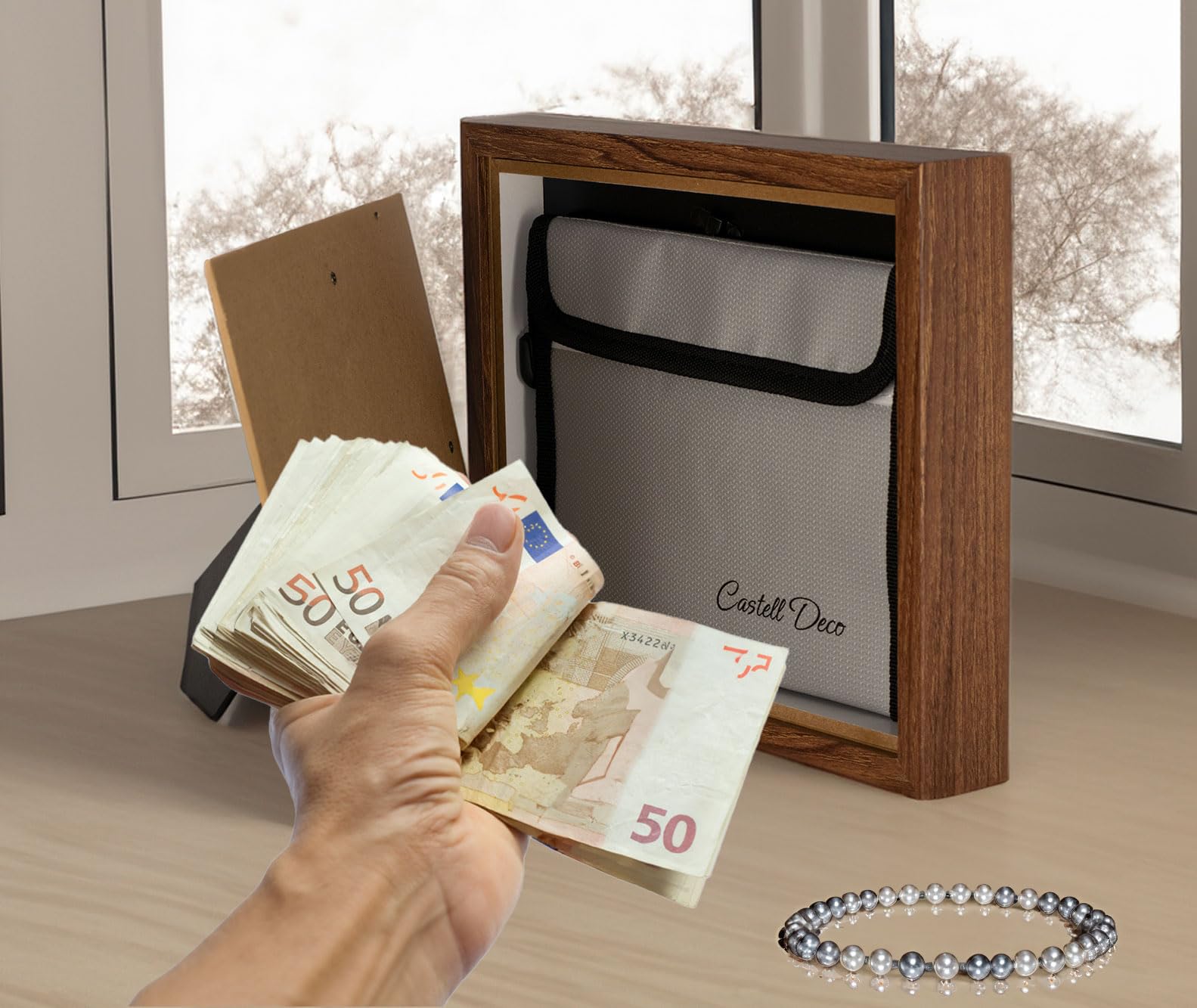 Coffre-Fort Camouflé Cadre Photo 13x18cm Blanc - Cachette Secrète Pour Documents Et Objets De Valeur