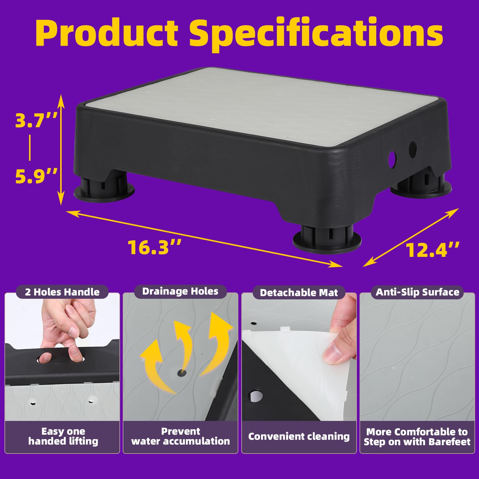 Noctilucent Step Stool - Safe & Adjustable for Seniors -3