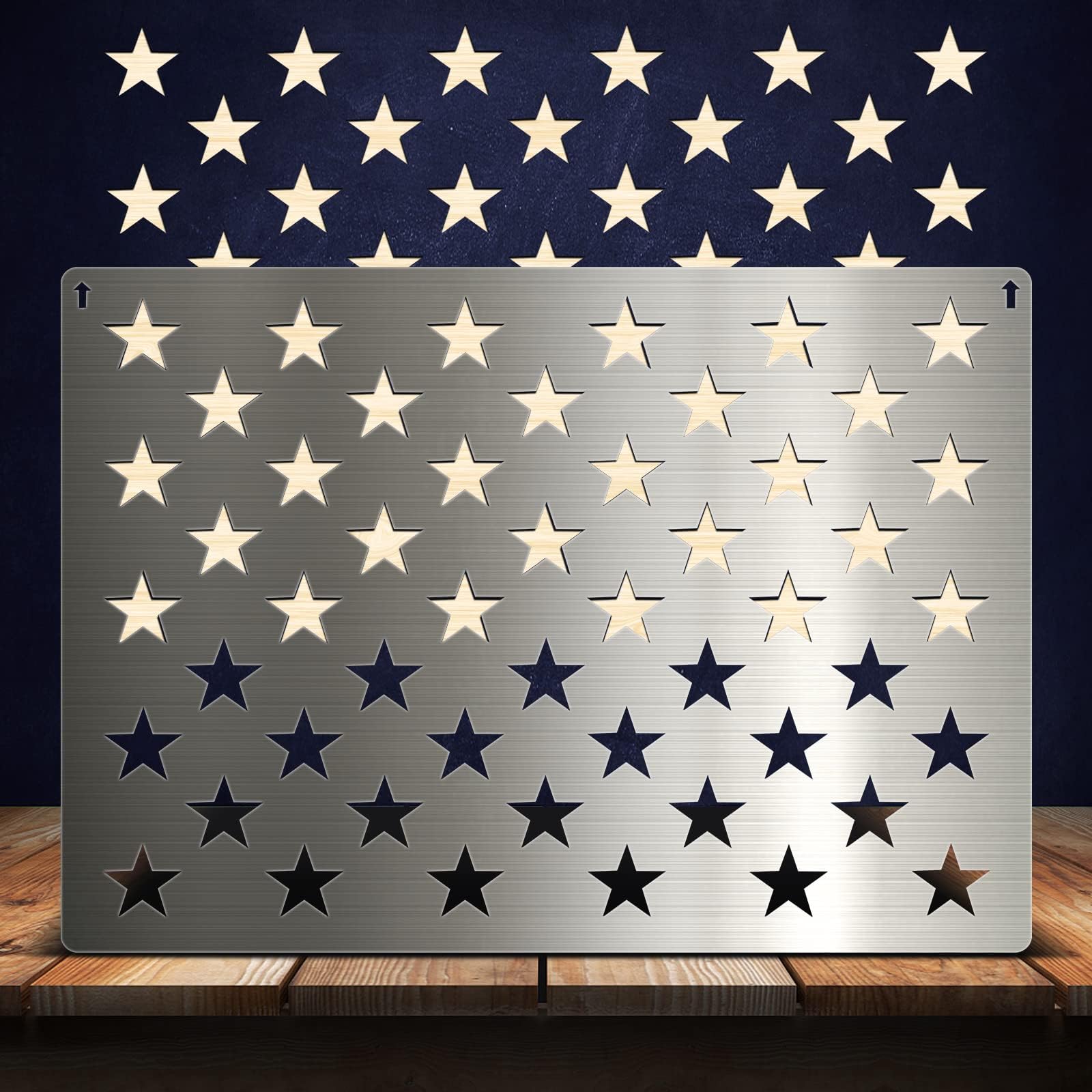 American Flag 201 Stainless Steel 50 Stars Stencil, Metal Flag Templates, for Carving Stars on Wood, Fabric, Paper, Walls Art, Artists' Drawing