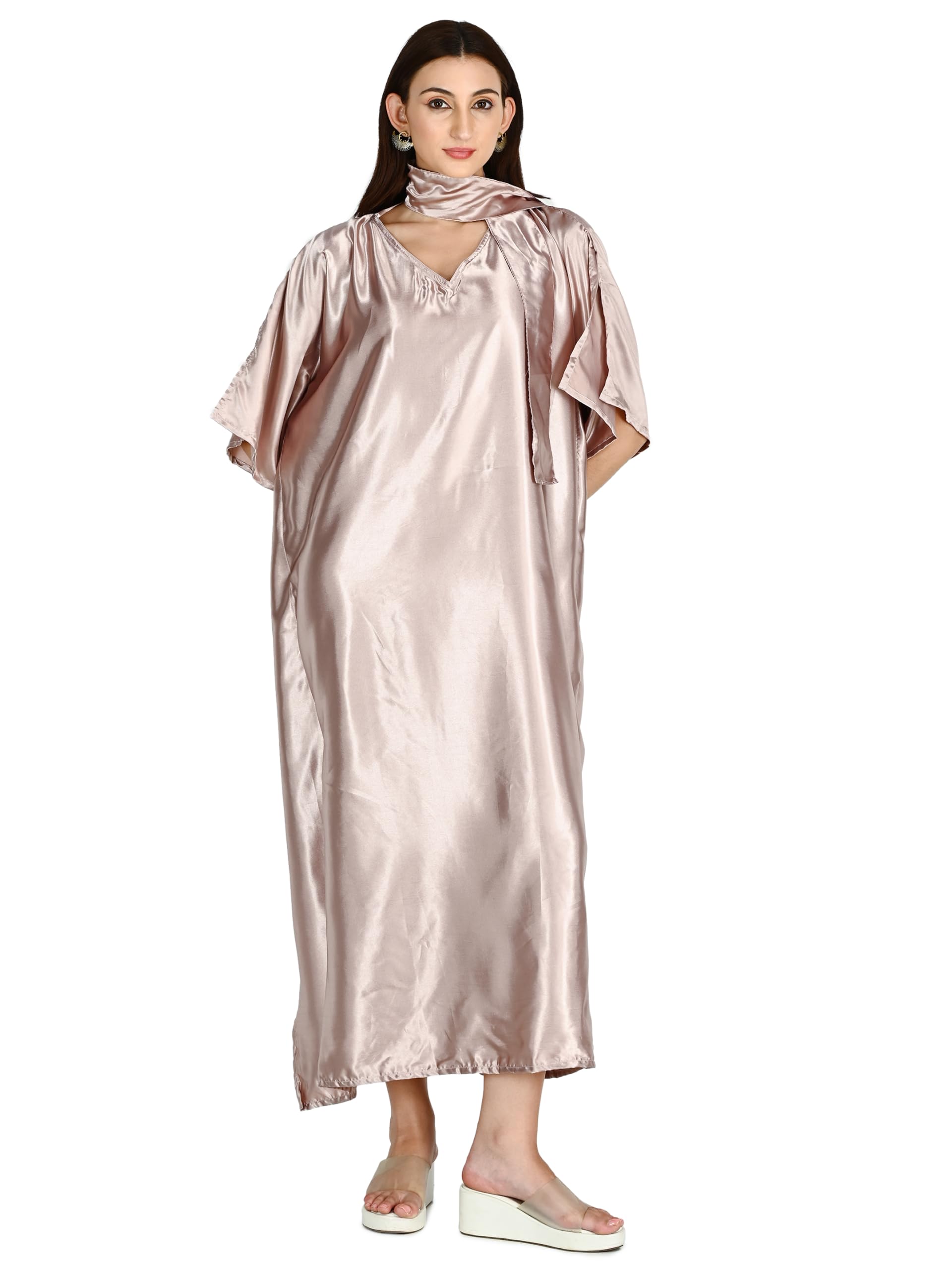 Stylish Soft Copper Brown Soft Satin Kaftan-image-17