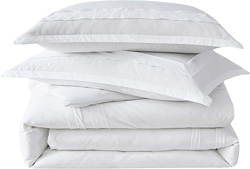 Miniatura 5 de Poppy & Fritz - Funda de edredón tamaño Queen, juego de ropa de cama de algodón para todas las estaciones, peso medio y cierre de cremallera (blanco