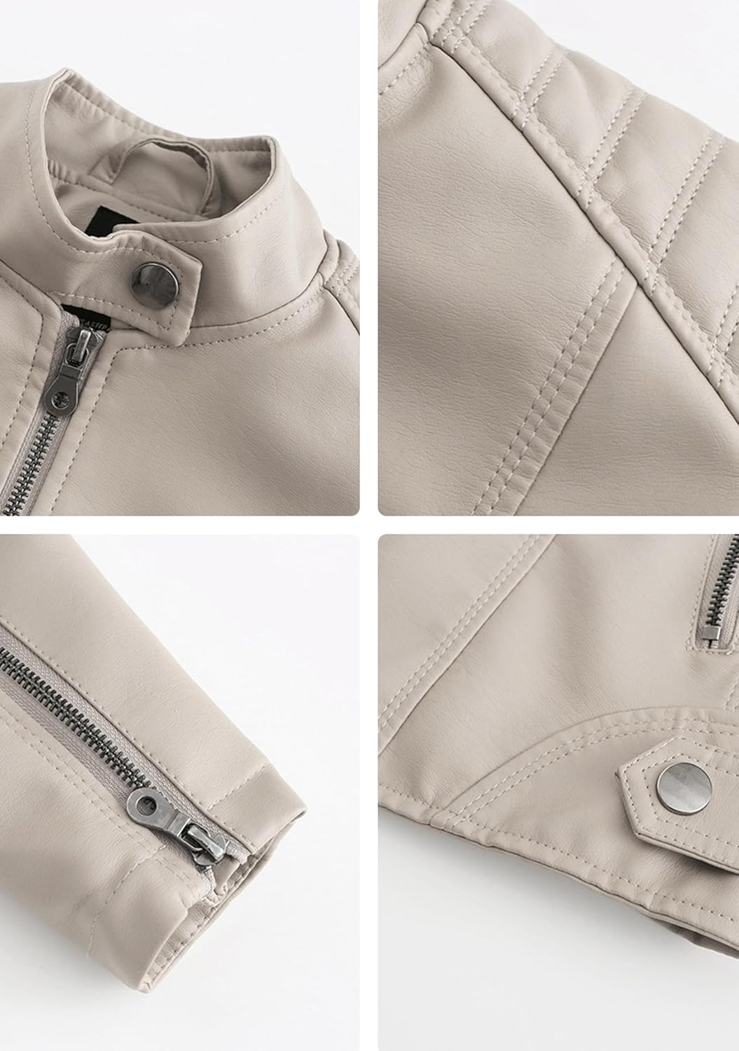 YMING Women Faux Leather Biker Jacket Motorcycle Zipper Outwear Bomber Faux PU Coat with Pockets