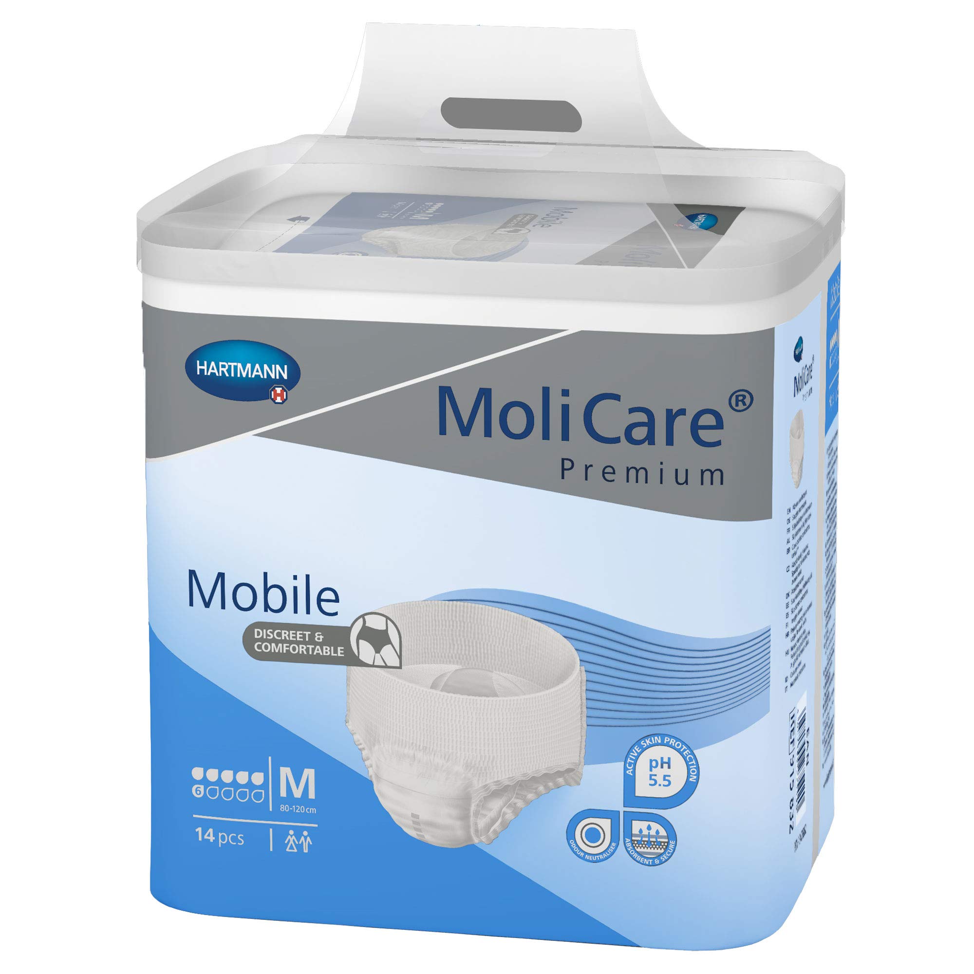 MoliCare Premium Mobile Einweghose: Diskrete Anwendung bei Inkontinenz für Frauen und Männer; 6 Tropfen, Gr. M (80-120 cm Hüftumfang), 8x14 Stück