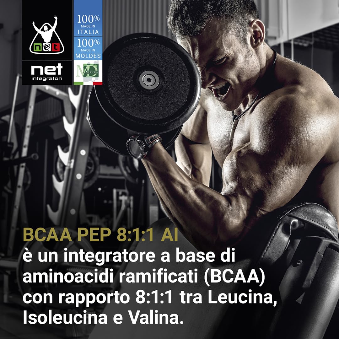 Net Integratori BCAA PEP 8:1:1 AI - 110 cps - Integratore Peptidi di Aminoacidi ramificati BCAA sviluppati con Intelligenza Artificiale per Sviluppo e Recupero Muscolare