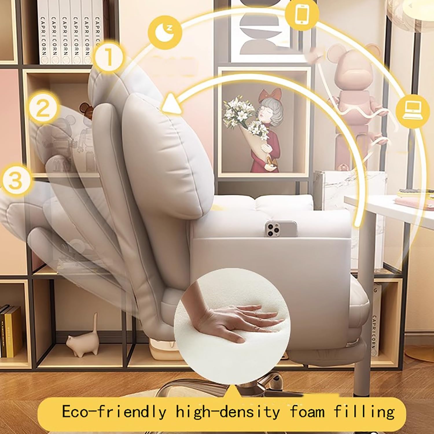 Ergonomic Chairs Office Chair Computer Chair Swivel Work Chair ChairDesk with Foot Rest Height Adjustable Comfortable (Color : B)