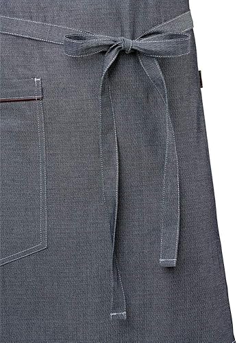 Miniatura 3 de Mercer Culinary Metro Edge Renegade - Delantal con peto, color negro y correas de cuero marrón