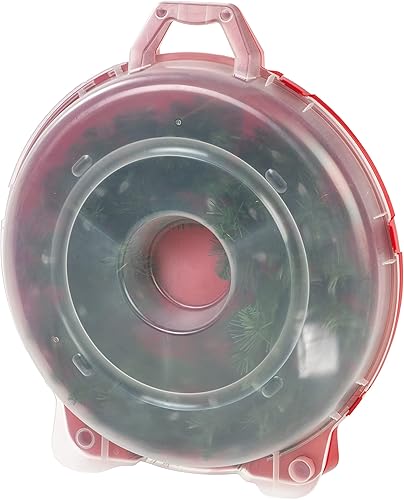 IRIS USA - Contenedor de almacenamiento para coronas de 24 pulgadas con pestillos y asa 1 paquete para guirnaldas de vacaciones decoraciones