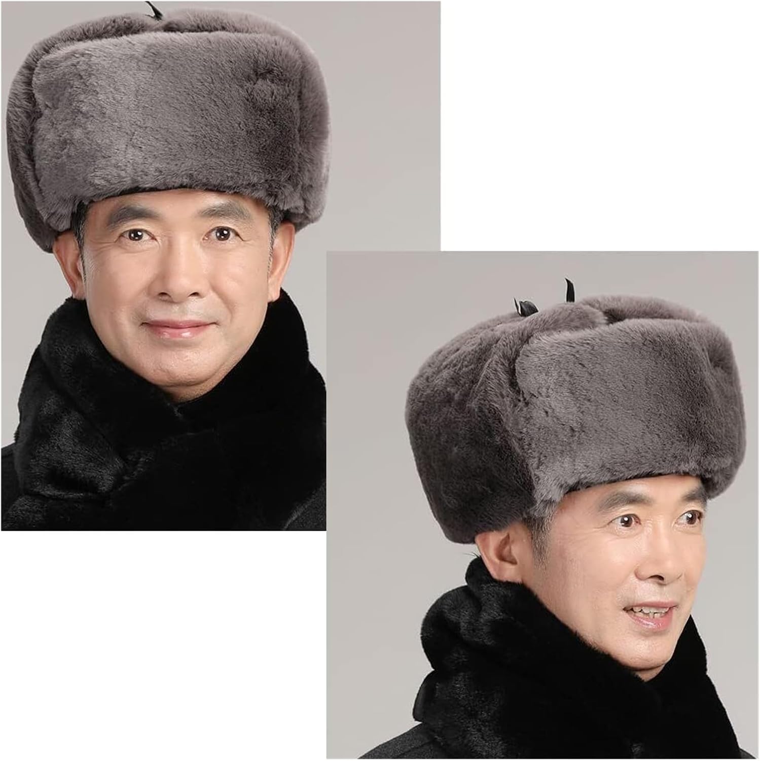 Trapper Hat, Trooper Hat, Leather Aviator Trapper Winter Fur Hat for Men Women