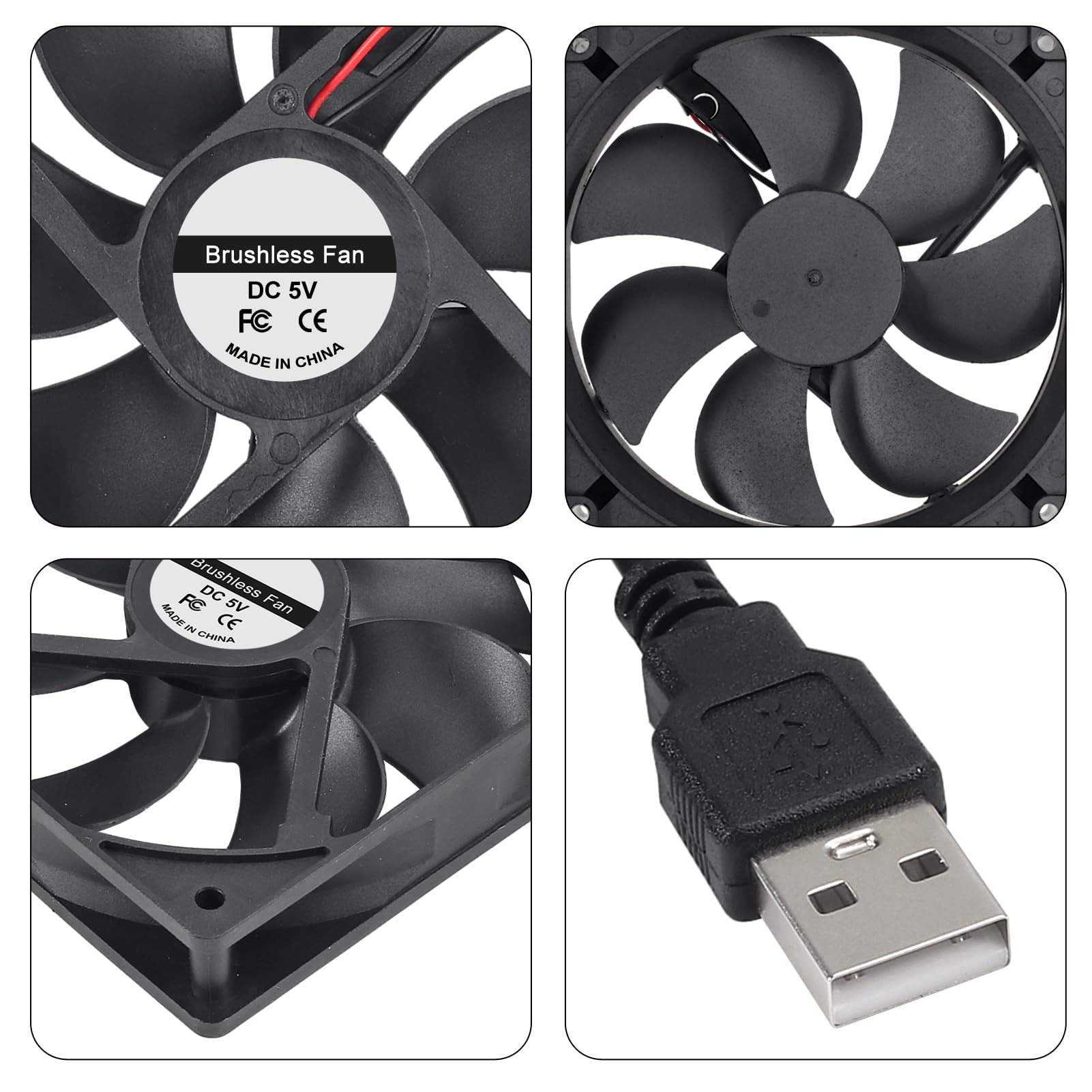 DORHEA 2PCS 12025 Fan 120x120x25mm DC 5V 120mm x 25mm USB Brushless Cooling PC Fan - Image 2