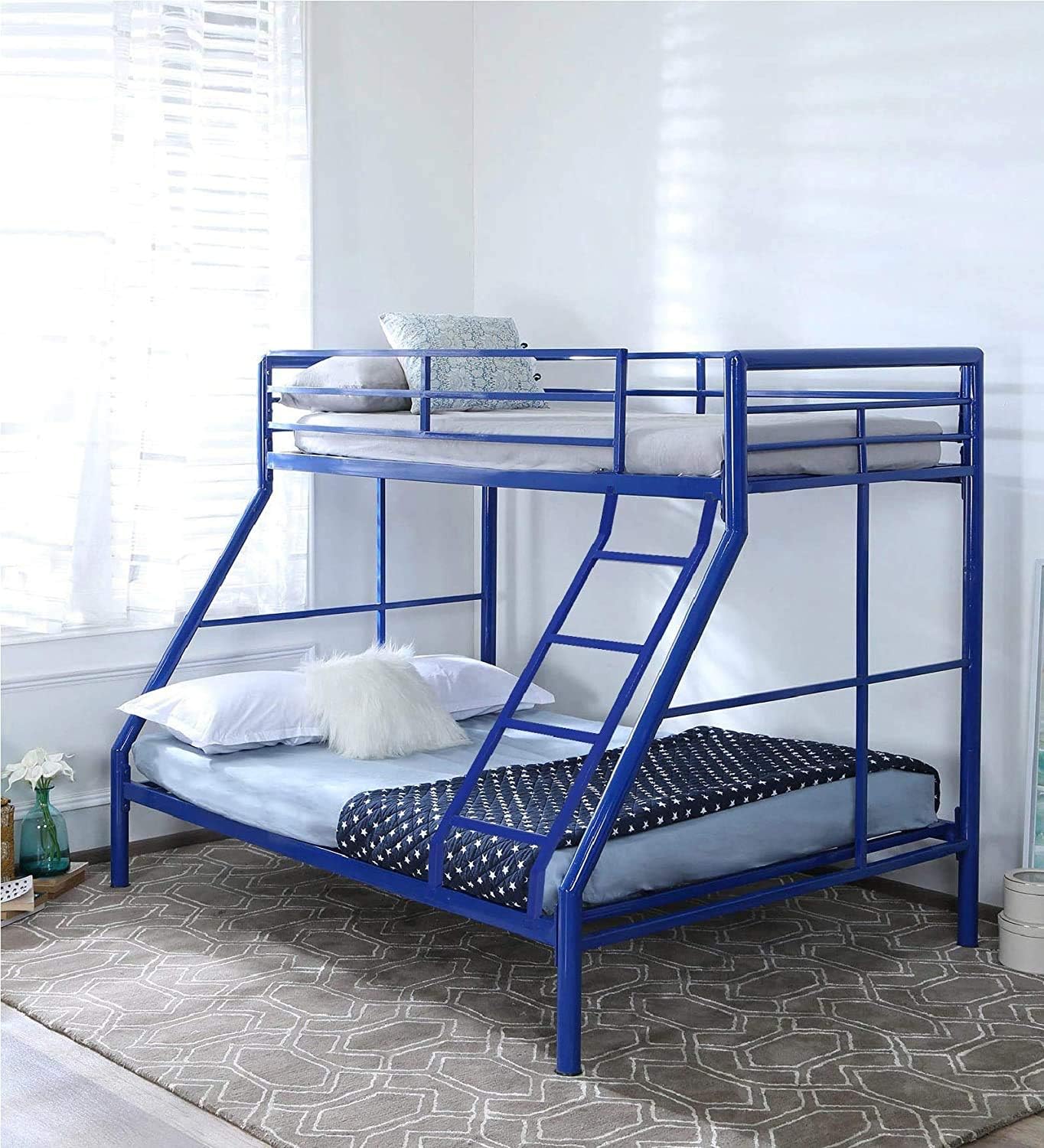 Queen;Single Metal Bunk Bed Without Storage - ( Blue)