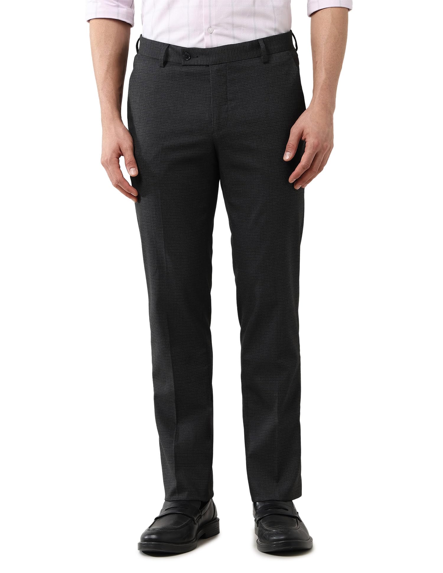 arrow Men's Tailored Fit Checked Trousers-picture-40