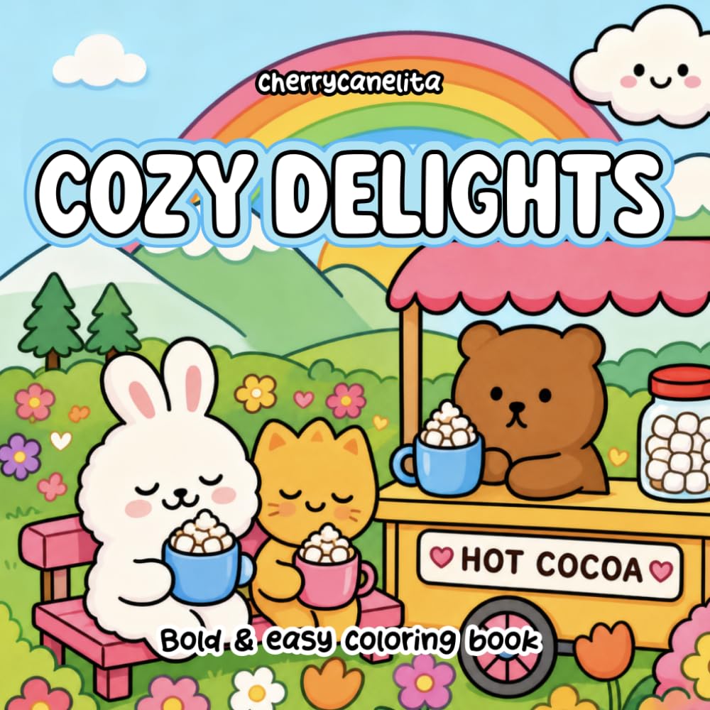 Cozy Delights: A Whimsical Coloring Journey of Sweet Treats and Serene Springtime Scenes