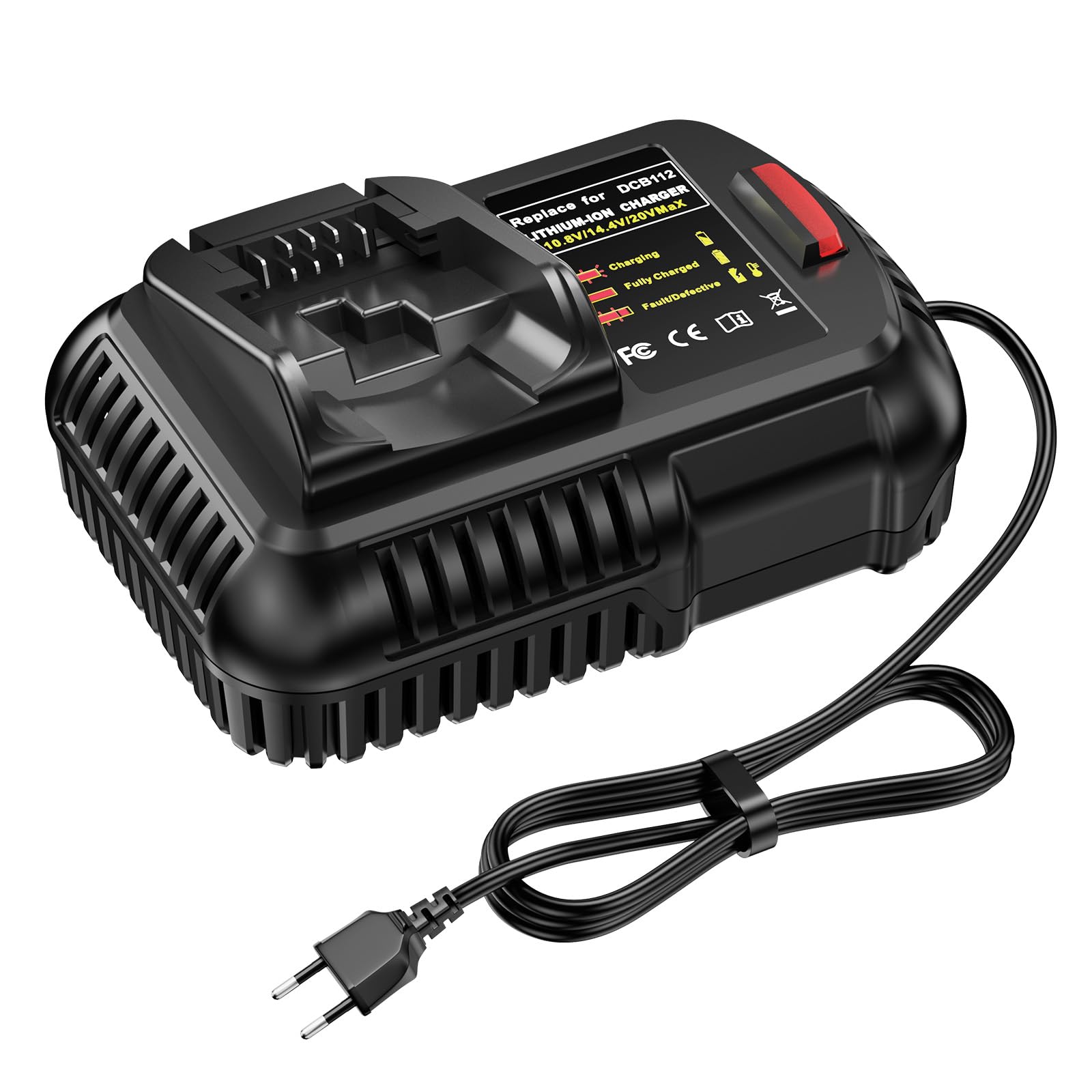 ASUNCELL Cargador para DeWalt 12V - 18V batería, 2.0A Cargador de batería para DeWalt DCB115 DCB204 DCB205 DCB206 DCB201 DCB120 DCB127