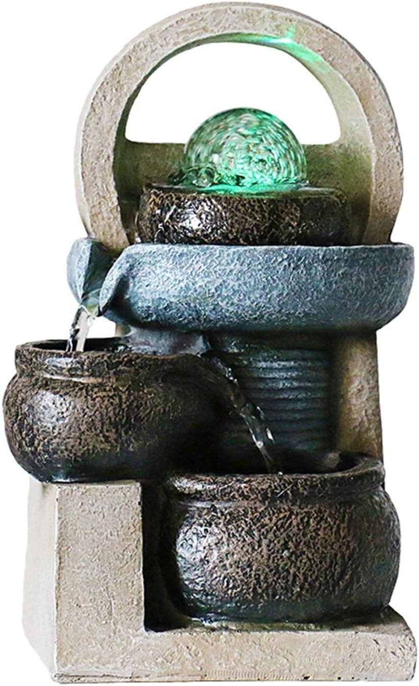 Tabletop Fountain 3-Layer Flowing Water Desktop Fountain Home Office Feng Shui Decoration Simulation Stone Pot Garden Terrace Decorative Fountain Desktop Fountain