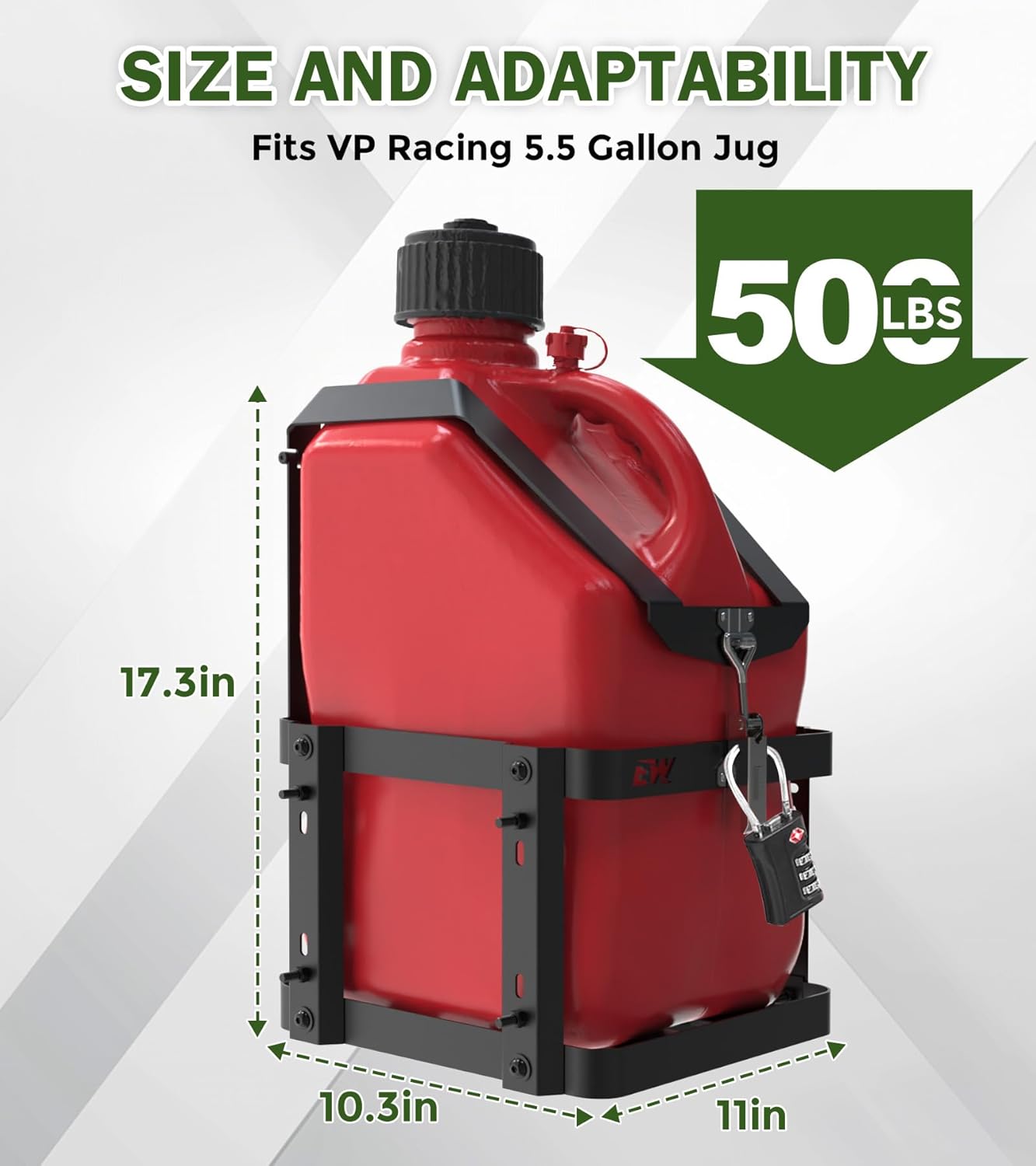 ELITEWILL Fuel Jug 5.5 Gallon Liquid Container Holder Mount, Gas Can 5.5 Gallon Holder Rack Mouting Bracket Compatible with VP Racing Can-Fuel Jug Holder Only