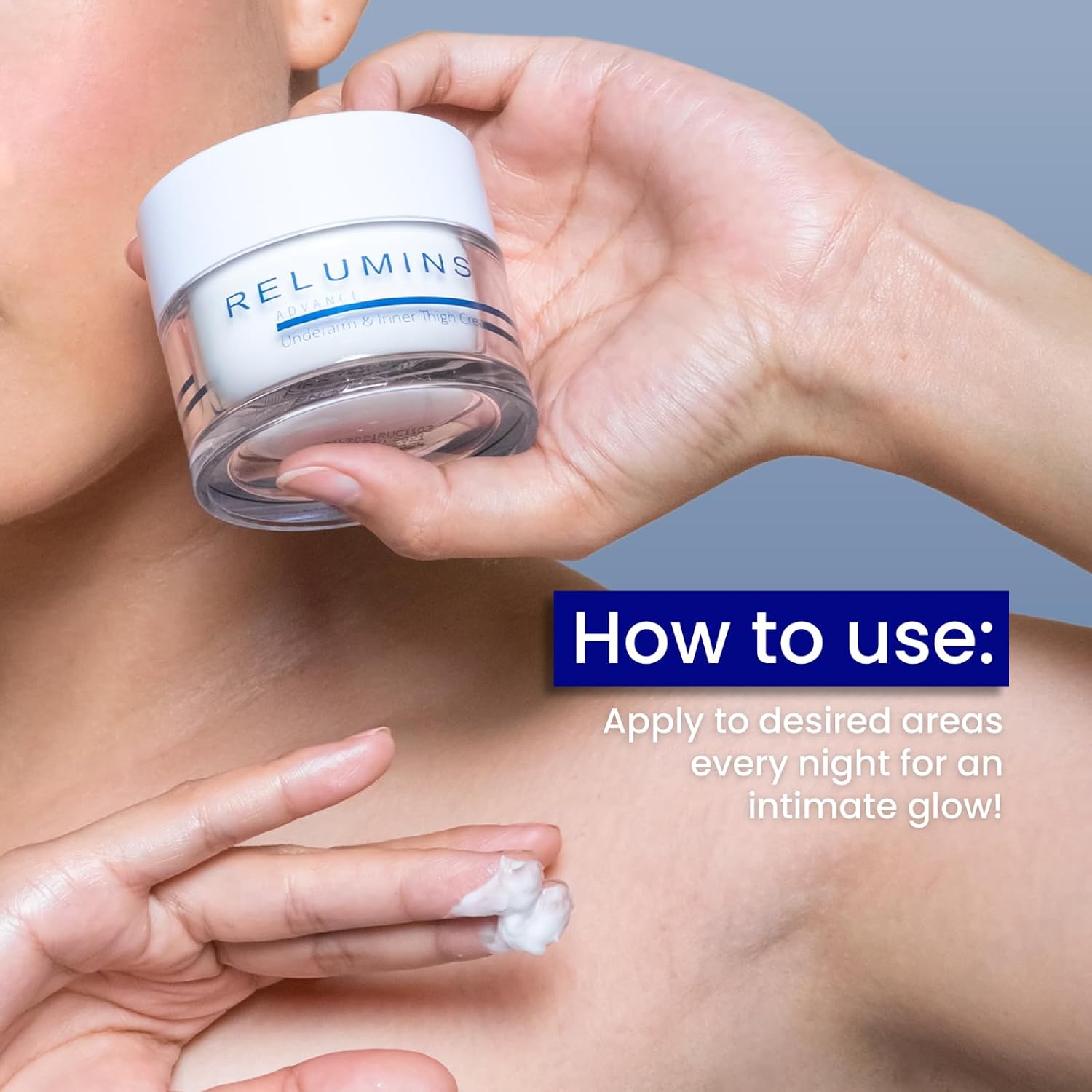 Relumins Underarm & Inner Thigh Moisturizing Cream – Self-Care Hydrating & Smoothing Cream for Underarms, Elbows, Knees, Bikini Line & Intimate Skin – Daily Use 50g x 3 Jars