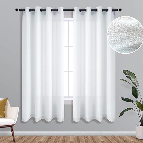 KOUFALL - Cortinas transparentes con aspecto de lino y brillantina
