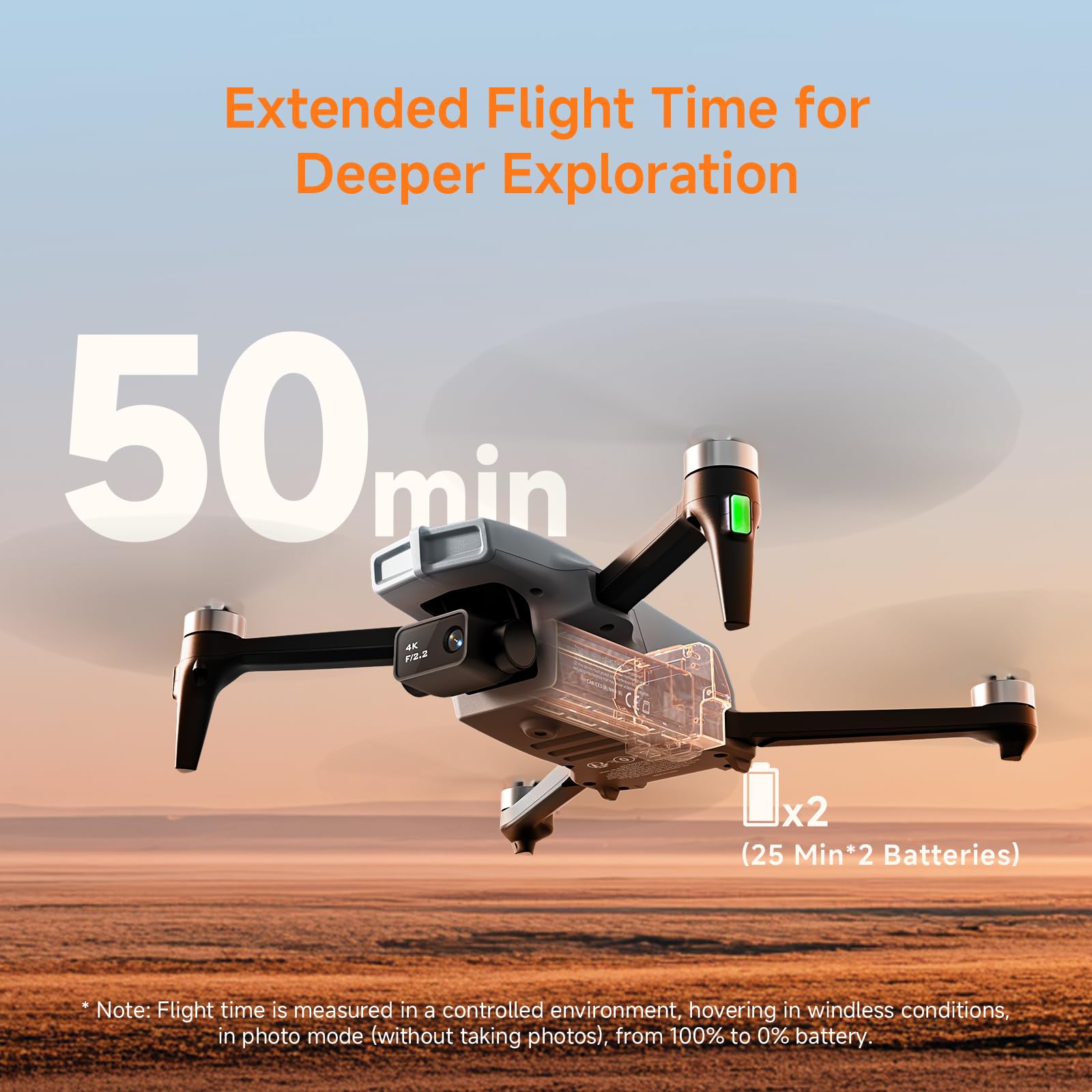 Ameta S20 Dron z Kamerą 4K Professional, Dron z GPS dla Dzieci i Dorosłych z Automatycznym Powrotem, 50 Minutowym Czasem Lotu, Trybem Inteligentnym, Sterowaniem Gestami, Wadze Poniżej 249g