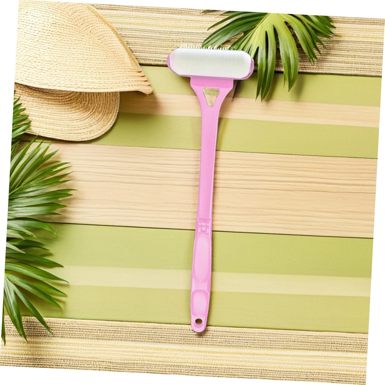 Back Lotion Applicator Roller with Folding Handle 29-46.5cm, Cream Spreader for Hard-to-Reach Areas, Pink Lotion Applicator for Body Sunscreen Use and Elderly Self-Care