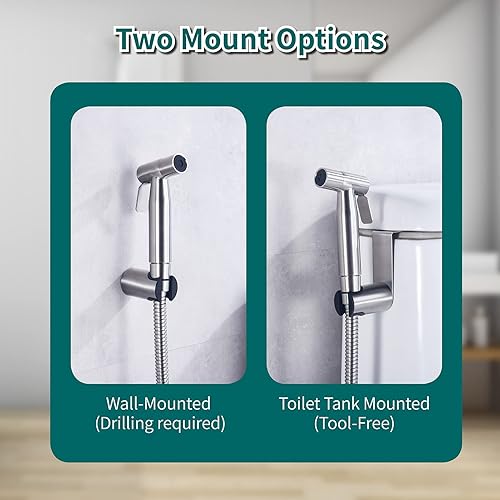 Miniatura 3 de Dos paquetes de rociadores de bidé para inodoro, rociador de bidé de mano ajustable para inodoro y baño, juegos de rociadores de bidé de acero