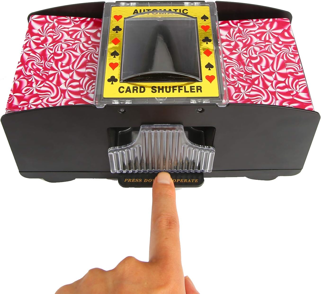 Soaoun Automatic Card Shuffler, Electronic 2/4/6 Decks Card Shuffler Automatic Battery Operated Machine with Push Button (2-Deck)