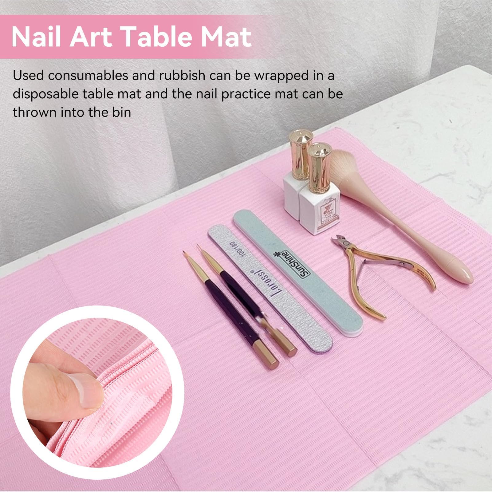 Tapete para Decoración de Uñas, Toallas de Mesa de Arte para Puntas de Uñas Prueba de Agua de 125 Uds., Papel de Arte para Puntas de Uñas Tapete de Mesa Plegable Uñas para Salón Uñas, Salón Belleza