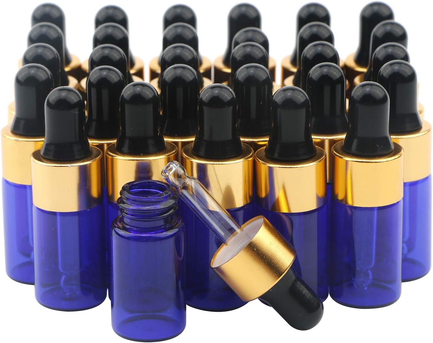 Ellbest 30pcs 3ml Mini Dropper Bottles, Small Empty Travel Dropper Bottles for Essential Oils, Perfume, Cosmetic, Refillable Sample Bottls with Dropper (Blue)