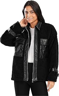 جاكيت جلد أسود للنساء من كارينا