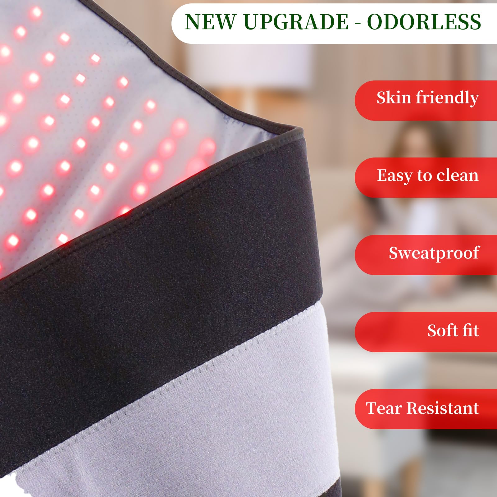 60 x 30cm Rotlichtgürtel, 660 nm und 850 nm Rot und Nahinfrarot Lampengürtel mit Timer Einstellung, 5 Lichtmodi, für Beine, Rücken, Taille, Schultern, Nacken