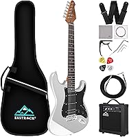 Vista 1 de EASTROCK Kit de guitarra eléctrica de tamaño completo de 39 pulgadas para principiantes, paquete de iniciación con bolsa, cejilla, correa de hombro